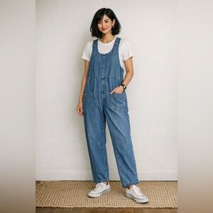 Ara Blue Denim Scoop-Bib Overalls